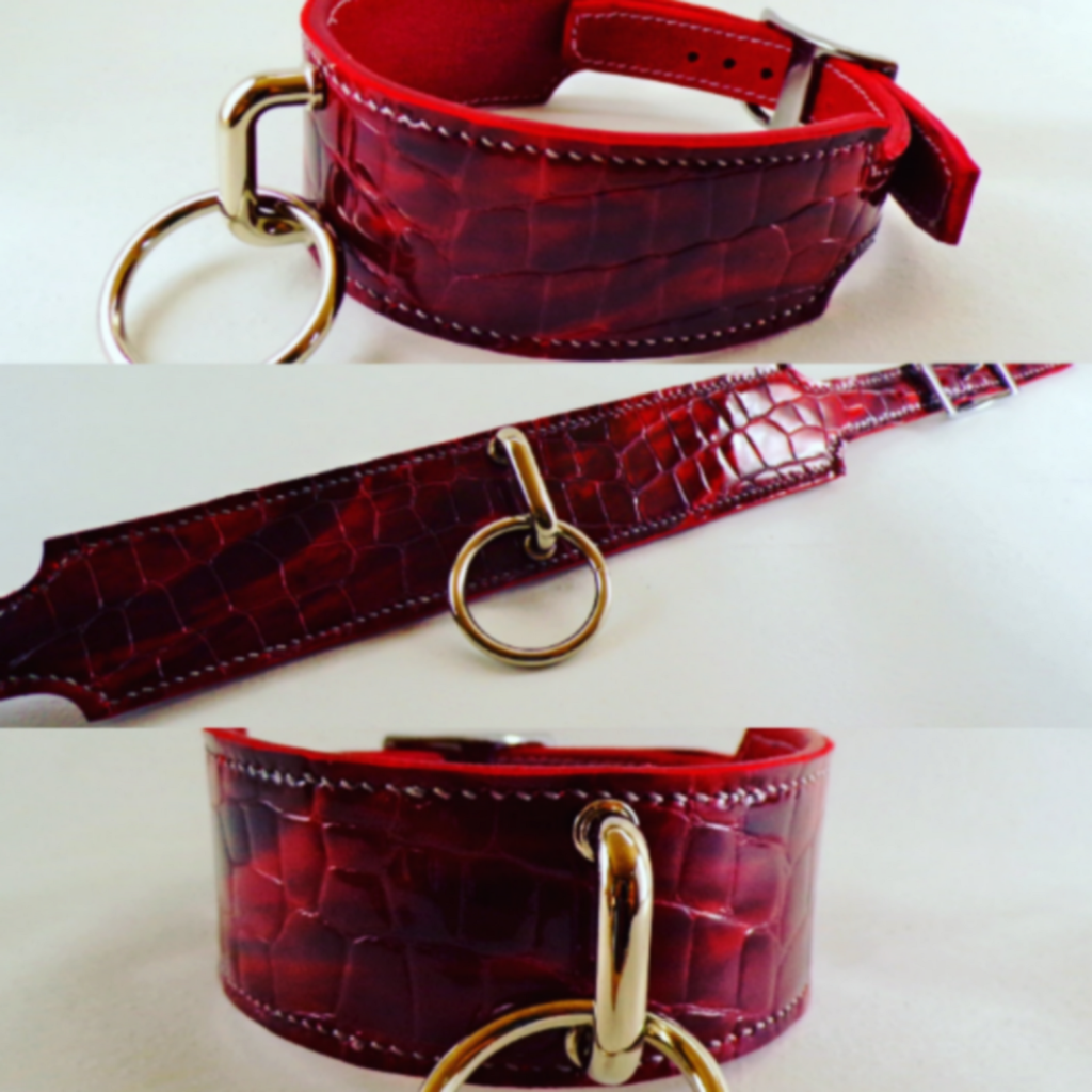 Collier D'exposition En Cuir Verni Poney épi 19 Pouces Attache De Conduite Privée