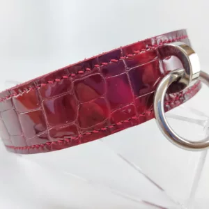 Collier Bdsm cuir verni 30 mm