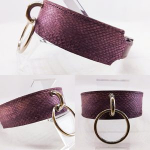 Bdsm leather collar / Collier Bdsm prune - Gamme "Thétis"