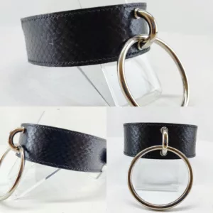 Collier Bdsm noir brillant, gamme "Thétis"