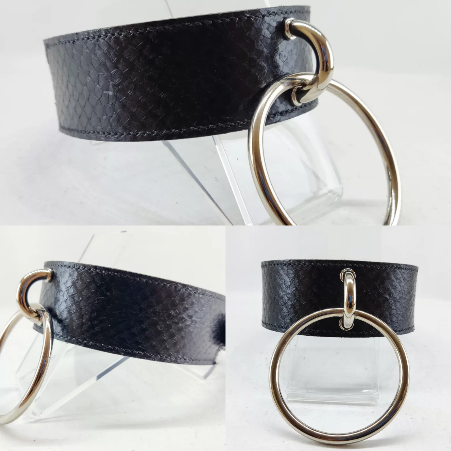 Collier Bdsm noir brillant, gamme "Thétis"
