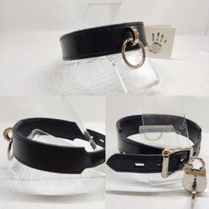 Collier à boucle cadenassable / Bdsm lockable leather collar